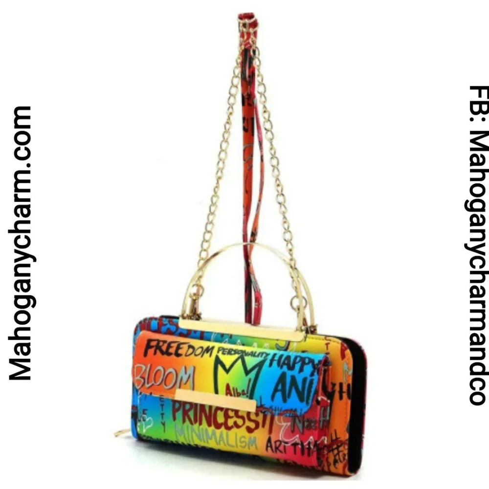 Mahogany Graffiti Princess Crossbody Handbag - Picture 2 of 4